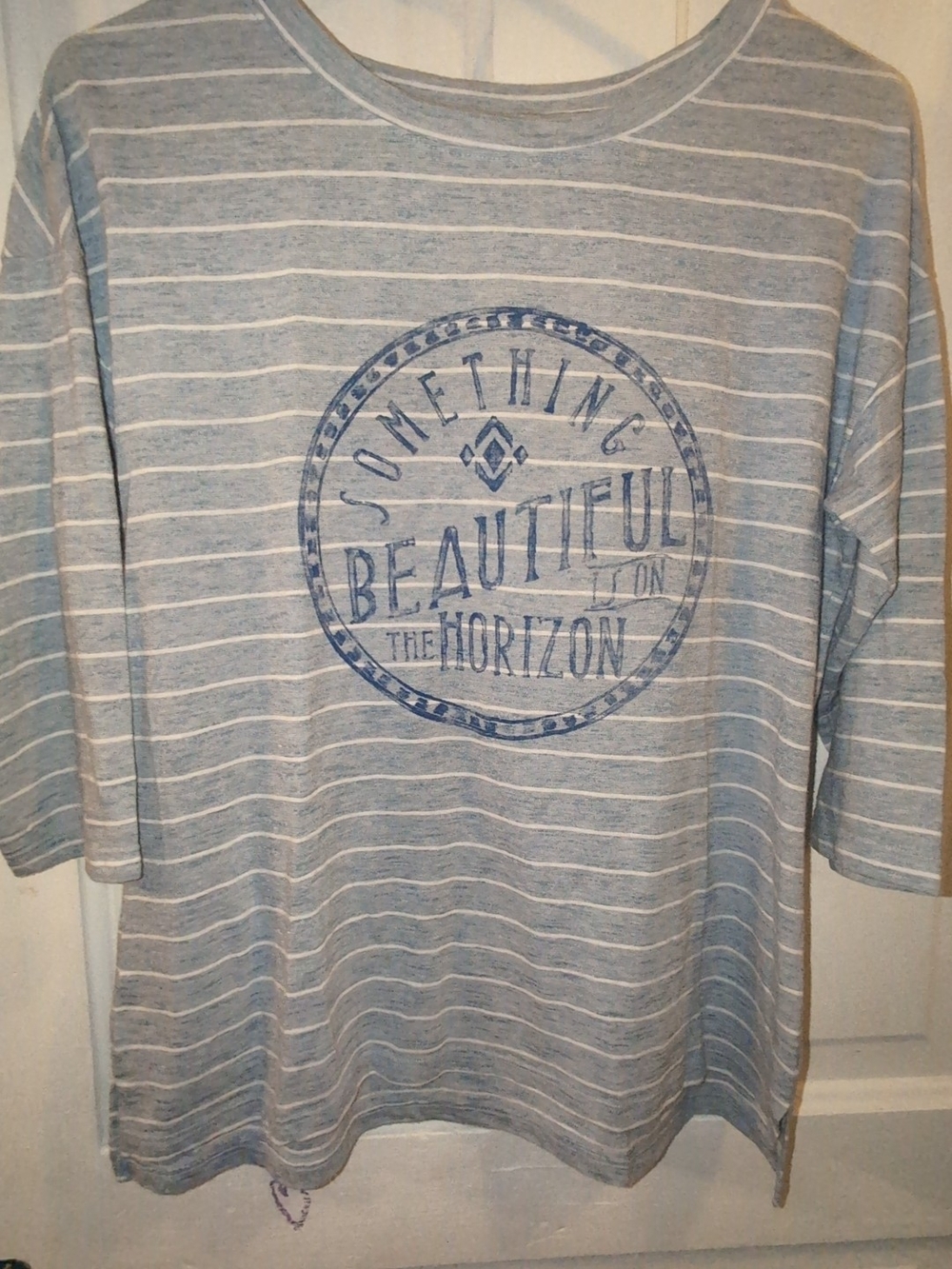 Sonoma Light Blue & White Striped Tee with Navy Horizon Graphic